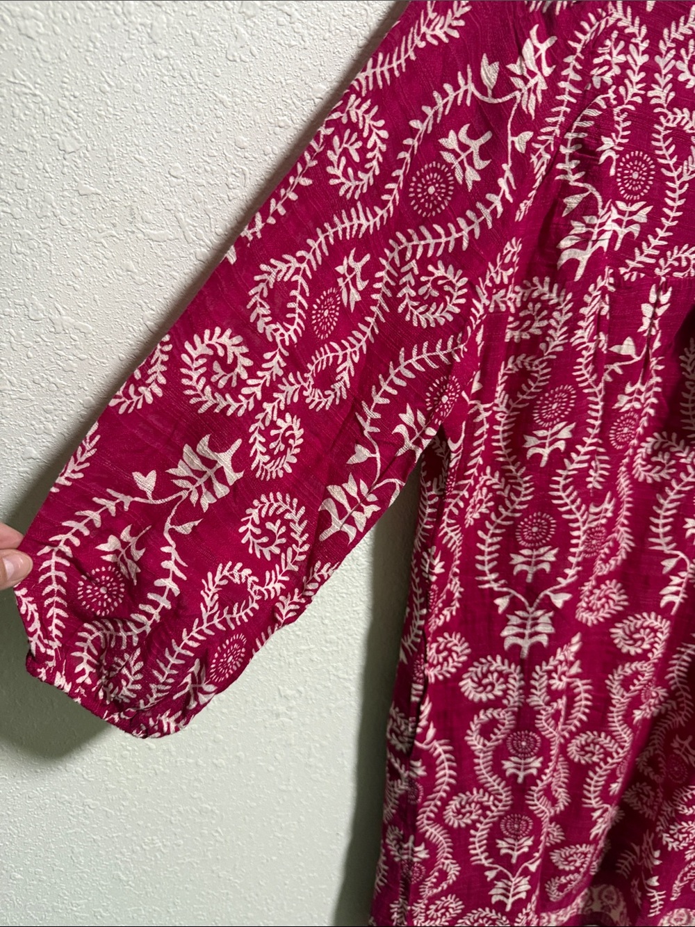 Studio Park Magenta Pink Floral Print Tassel Tie Cotton Shift Dress Medium - Picture 7 of 15